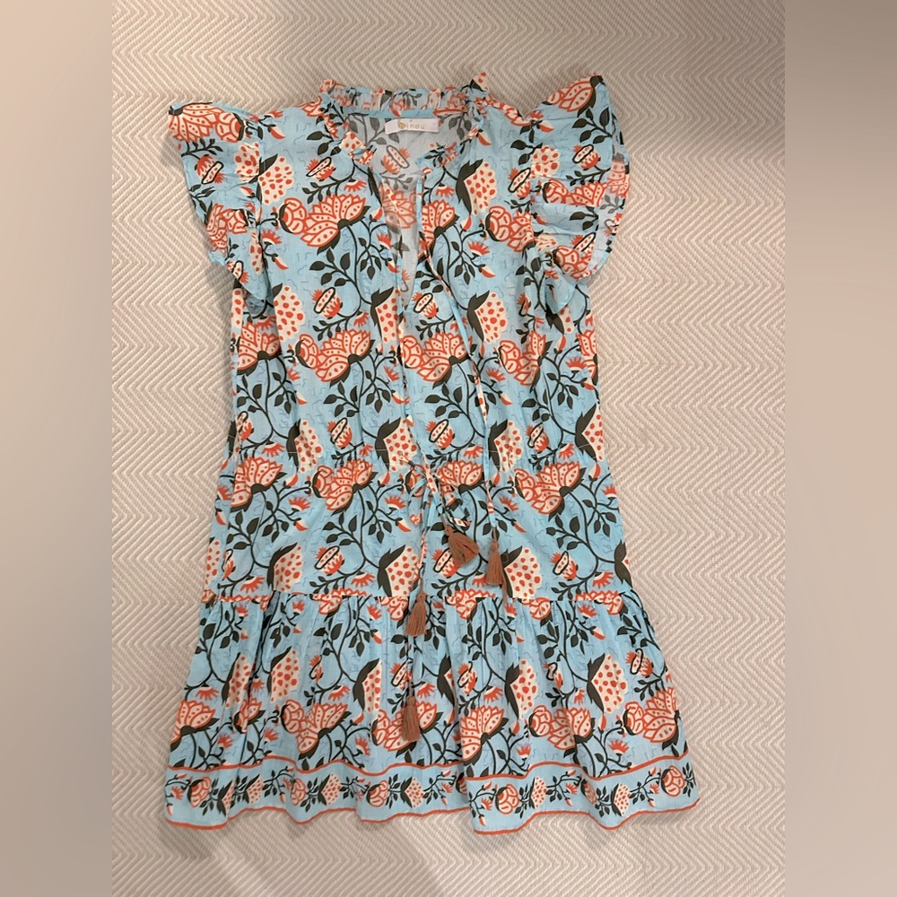 Bindu unlined beach cover cotton mini dress.